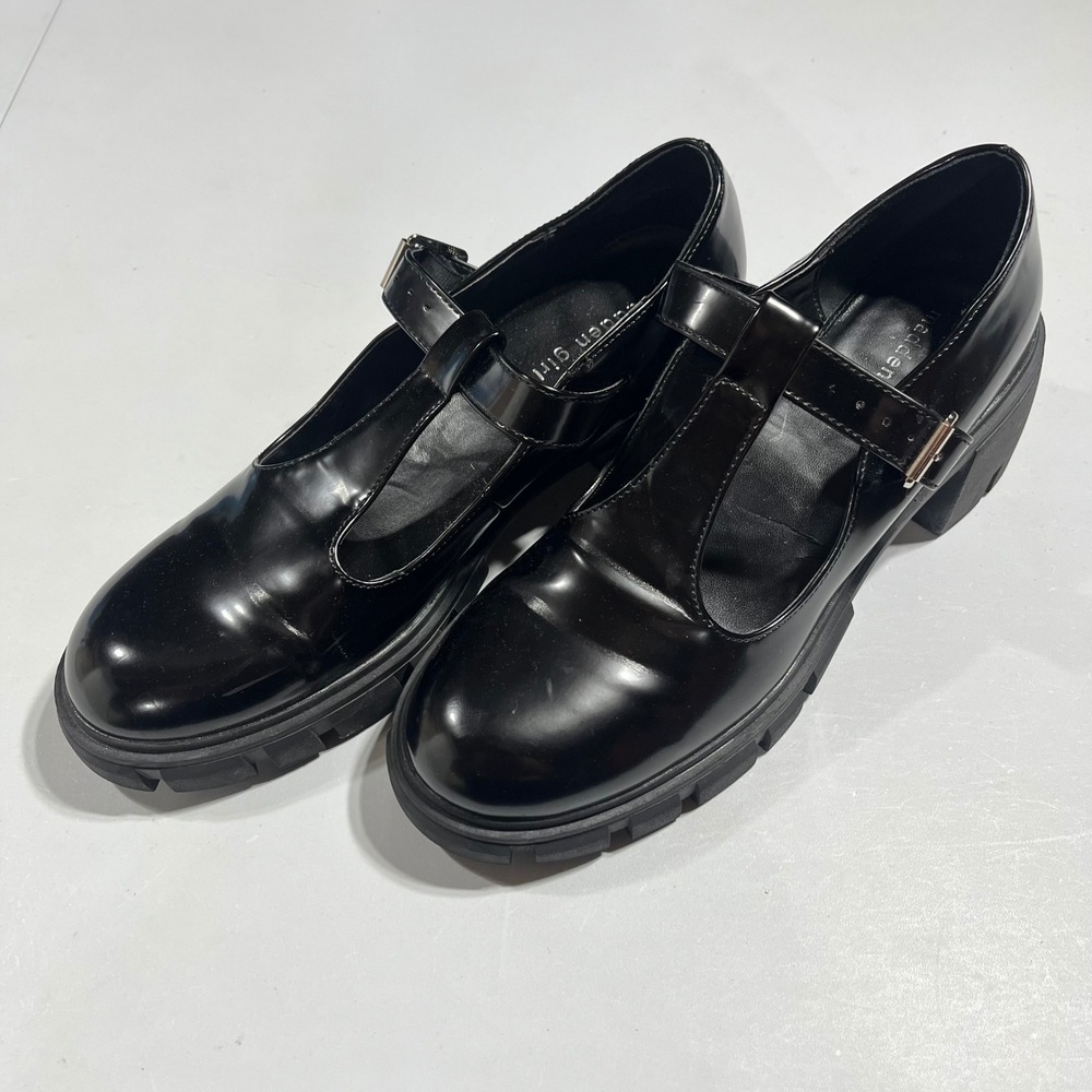 Madden Girl Retro Edgy Black Chunky Platform Mary Jane Pumps Womens 11 Academia